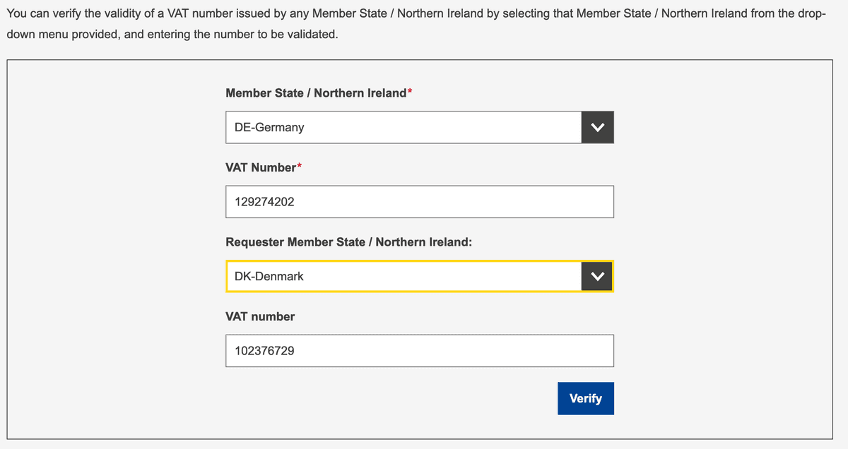 VIES verification