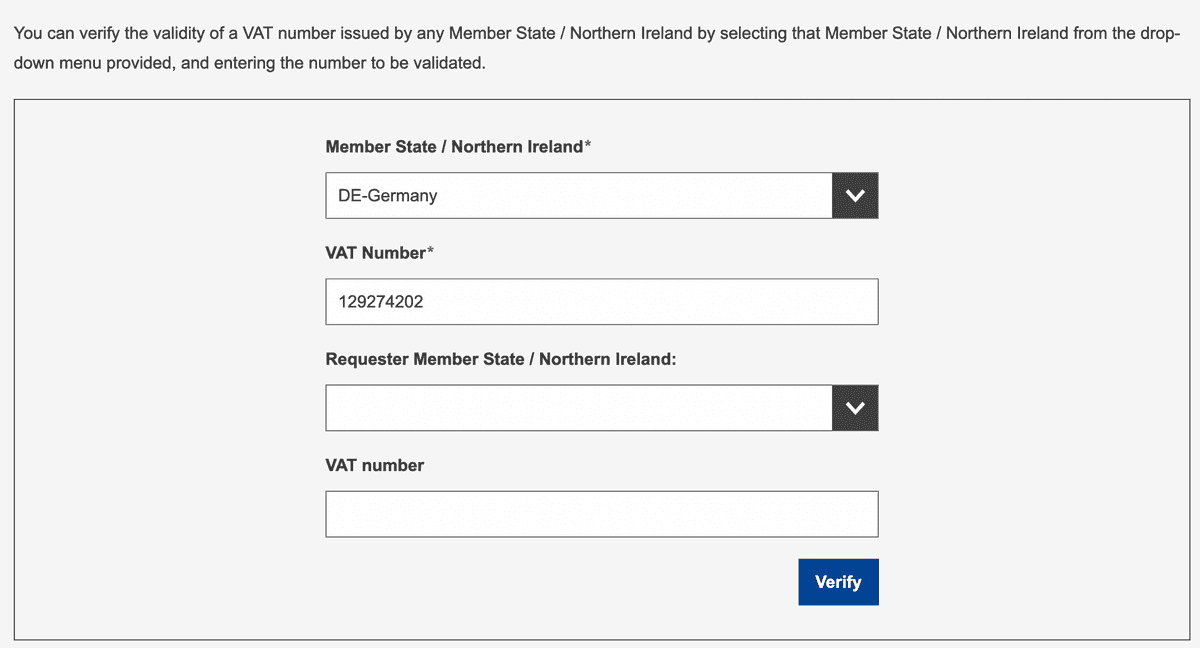 VIES verification germany