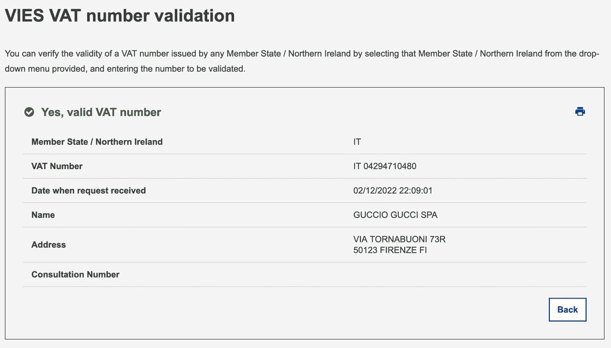 VIES Result