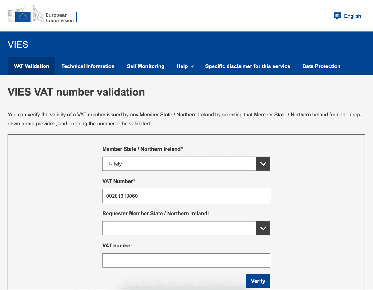 VIES verification italy